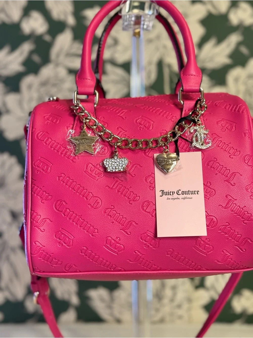 Juicy Couture Pink Top-Handle Satchel with Charm Chain NWT